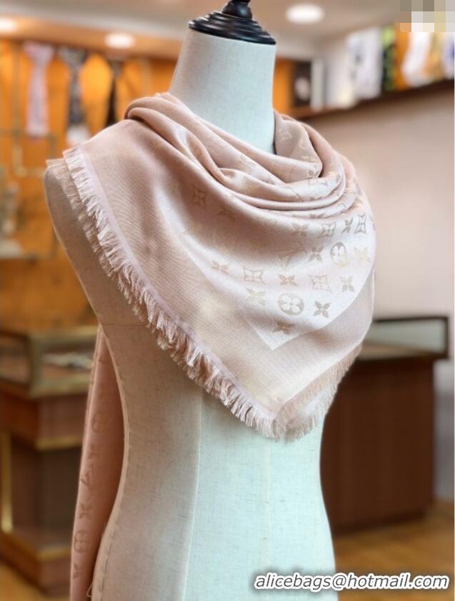 Top Grade Louis Vuitton Shiny Gold Monogram Scarf LV011009 Light Pink 2025