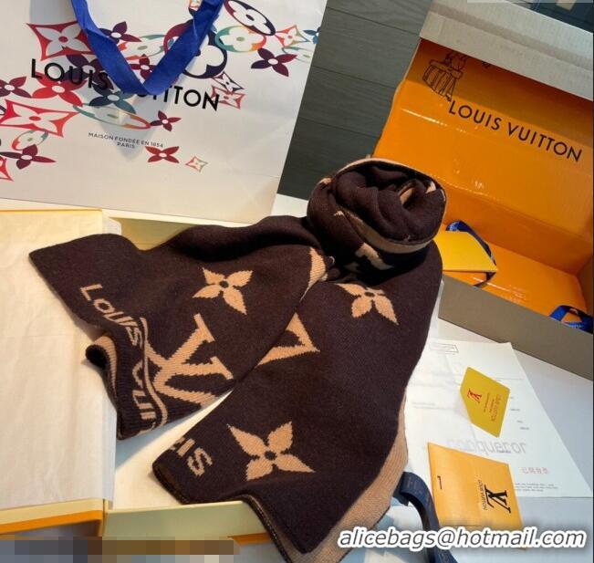 Low Cost Louis Vuitton Cashmere Knit Long Scarf 32x180cm 0115 Brown 2025