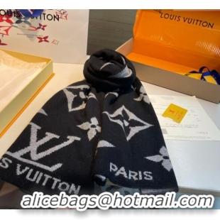 Shop Discount Louis Vuitton Cashmere Knit Long Scarf 32x180cm 0115 Black 2025