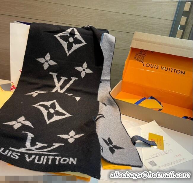 Shop Discount Louis Vuitton Cashmere Knit Long Scarf 32x180cm 0115 Black 2025