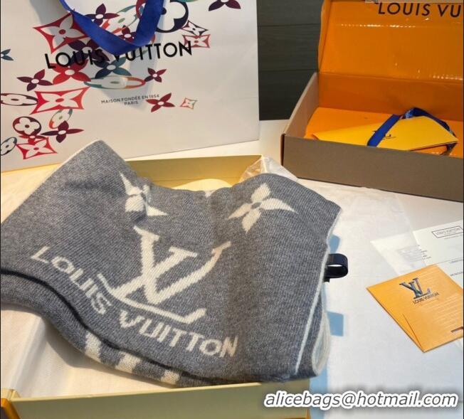 Cheapest Louis Vuitton Cashmere Knit Long Scarf 32x180cm 0115 Grey 2025