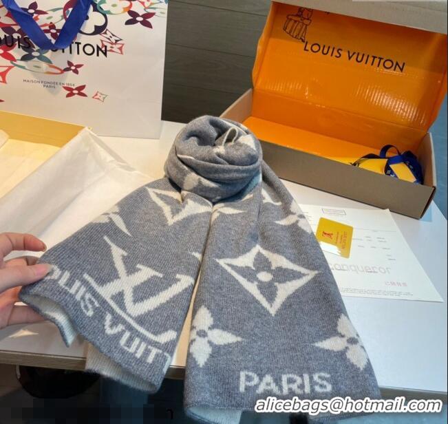 Cheapest Louis Vuitton Cashmere Knit Long Scarf 32x180cm 0115 Grey 2025