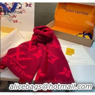 Top Grade Louis Vuitton Cashmere Knit Long Scarf 32x180cm 0115 Red 2025