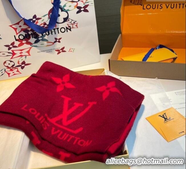 Top Grade Louis Vuitton Cashmere Knit Long Scarf 32x180cm 0115 Red 2025