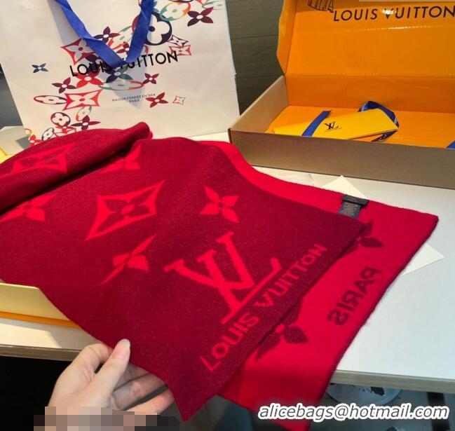 Top Grade Louis Vuitton Cashmere Knit Long Scarf 32x180cm 0115 Red 2025