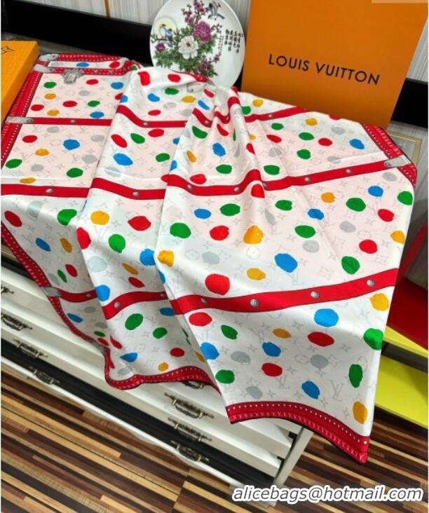 Best Price Louis Vuitton Silk Sqaure Scarf 90x90cm LV030431 Red/White 2025