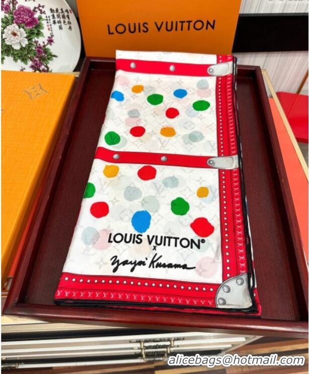 Best Price Louis Vuitton Silk Sqaure Scarf 90x90cm LV030431 Red/White 2025