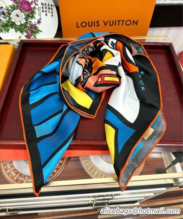 Top Grade Louis Vuitton Silk Sqaure Scarf 90x90cm LV030432 Blue 2025