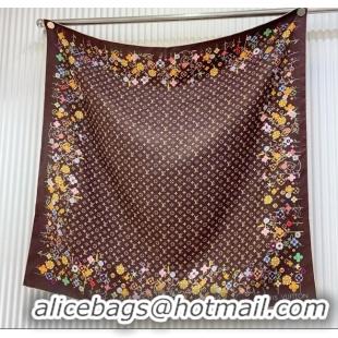 Unique Discount Louis Vuitton Silk Sqaure Scarf 90x90cm LV030433 Brown 2025