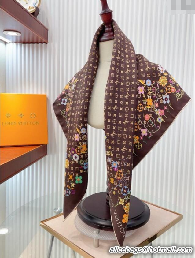 Unique Discount Louis Vuitton Silk Sqaure Scarf 90x90cm LV030433 Brown 2025