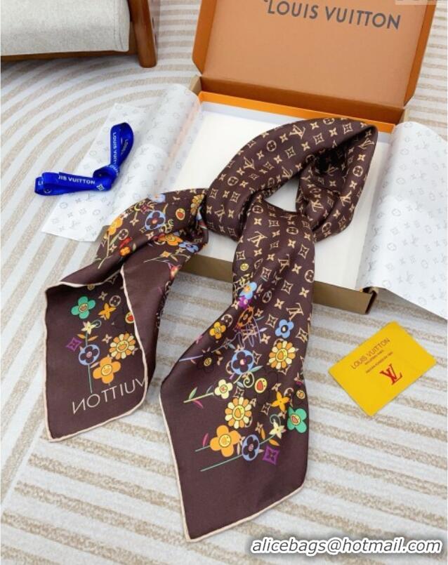 Unique Discount Louis Vuitton Silk Sqaure Scarf 90x90cm LV030433 Brown 2025