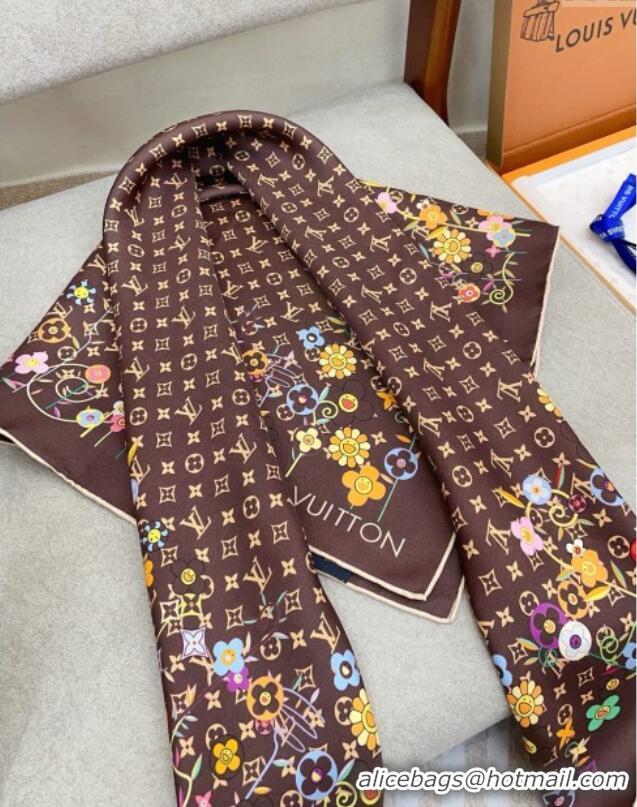 Unique Discount Louis Vuitton Silk Sqaure Scarf 90x90cm LV030433 Brown 2025