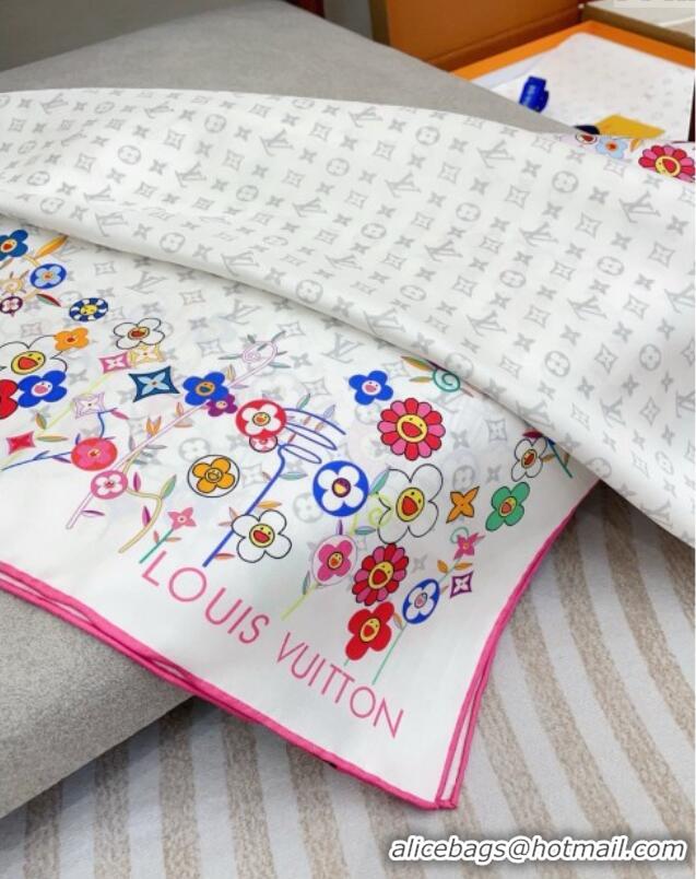 Buy Discount Louis Vuitton Silk Sqaure Scarf 90x90cm LV030434 White 2025