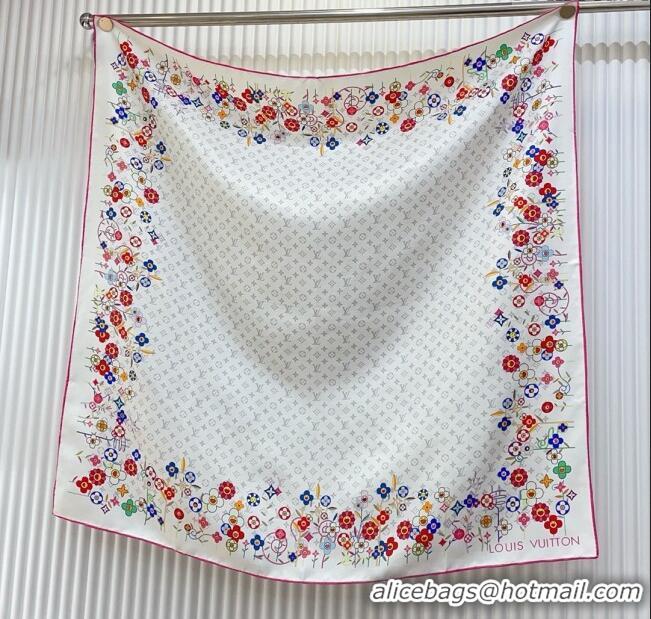 Buy Discount Louis Vuitton Silk Sqaure Scarf 90x90cm LV030434 White 2025