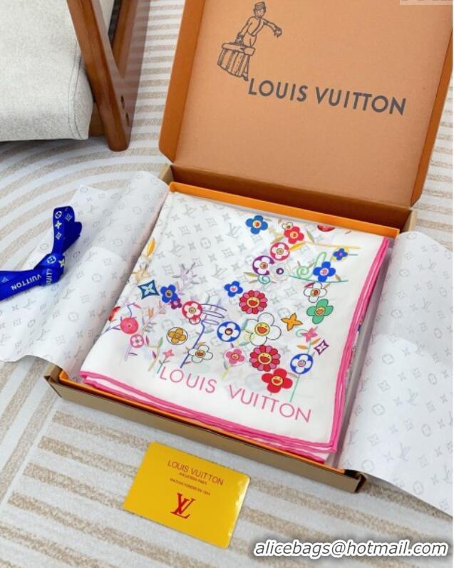 Buy Discount Louis Vuitton Silk Sqaure Scarf 90x90cm LV030434 White 2025