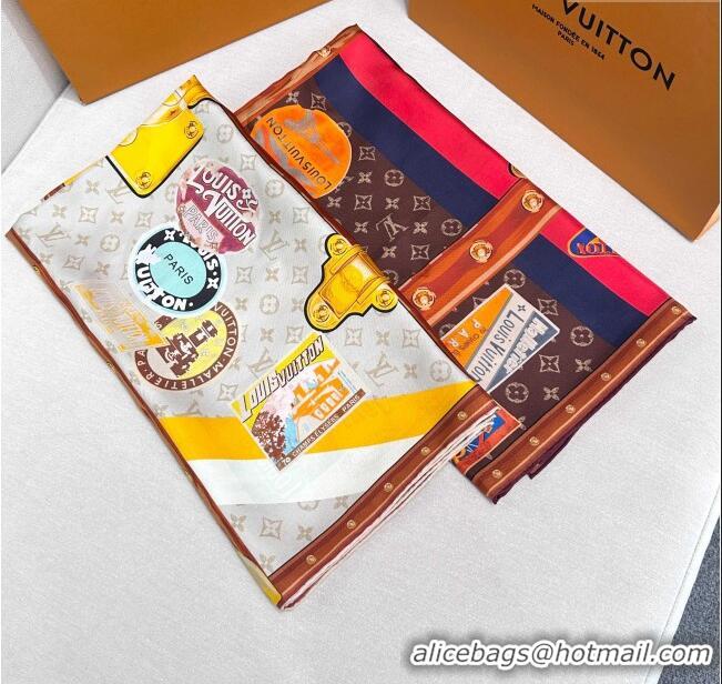 Good Product Louis Vuitton Silk Sqaure Scarf 90x90cm LV030436 Brown 2025