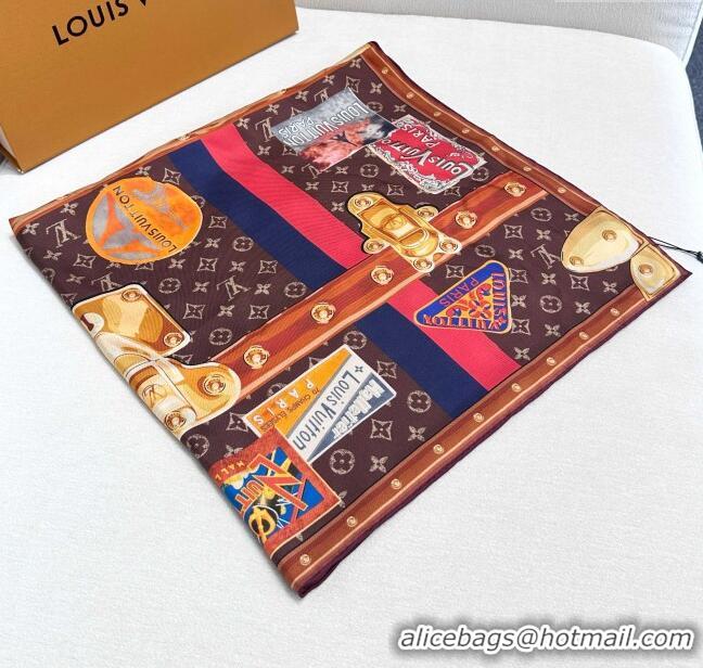 Good Product Louis Vuitton Silk Sqaure Scarf 90x90cm LV030436 Brown 2025