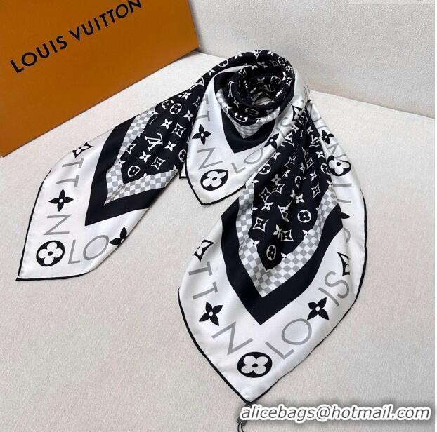 Well Crafted Louis Vuitton Silk Sqaure Scarf 90x90cm LV030438 Black 2025