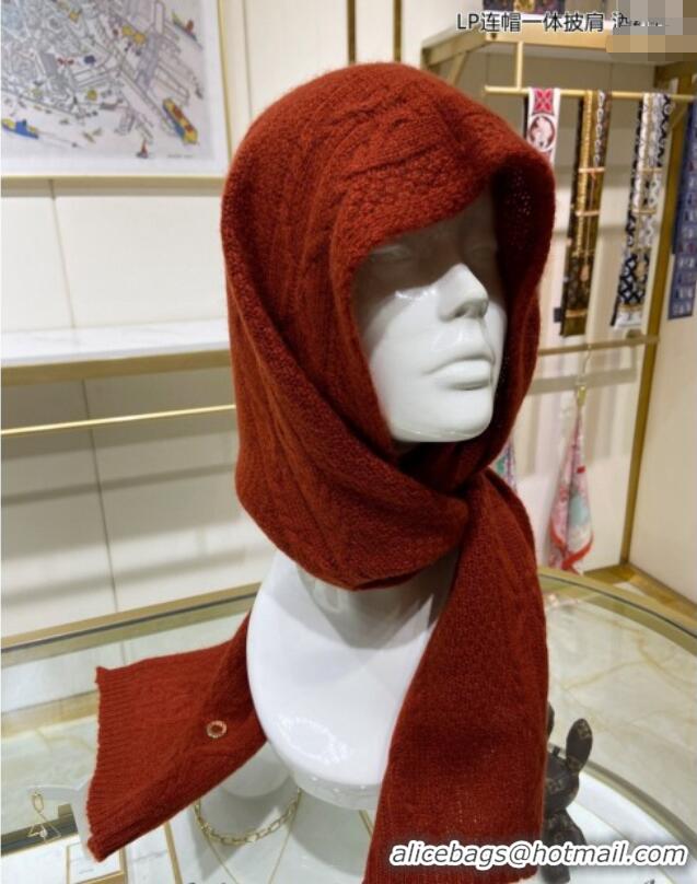 Grade Design Loro Piana Cashmere Knit Scarf and Hat One Piece LP3036 Red 2024