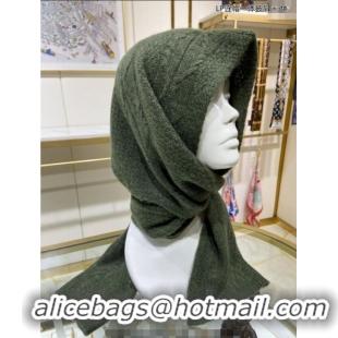 Discount Loro Piana Cashmere Knit Scarf and Hat One Piece LP3036 Green 2024