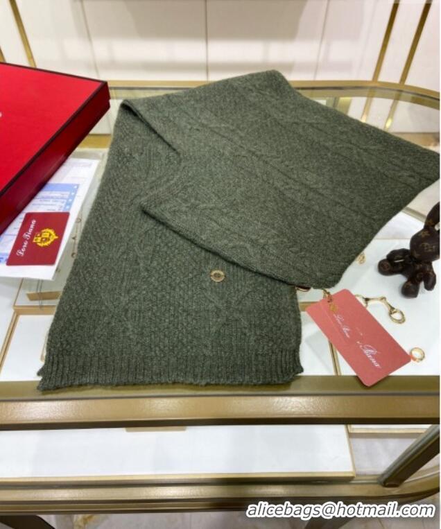 Discount Loro Piana Cashmere Knit Scarf and Hat One Piece LP3036 Green 2024