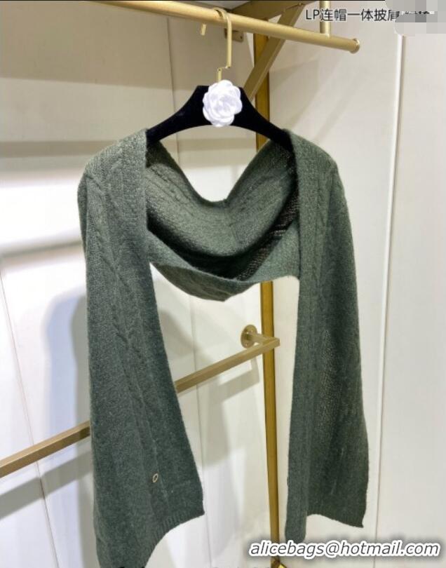 Discount Loro Piana Cashmere Knit Scarf and Hat One Piece LP3036 Green 2024