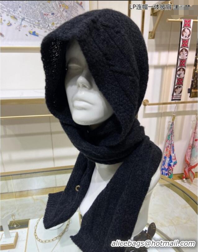 Top Design Loro Piana Cashmere Knit Scarf and Hat One Piece LP3036 Dark Grey 2024