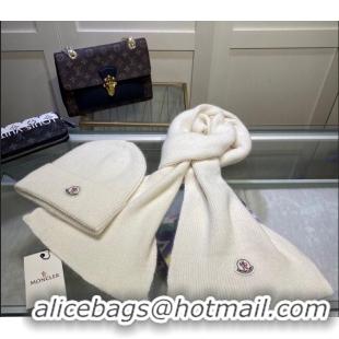 Good Product Moncler Knit Hat and Scarf Set M0913 White 2024