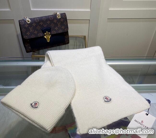 Good Product Moncler Knit Hat and Scarf Set M0913 White 2024