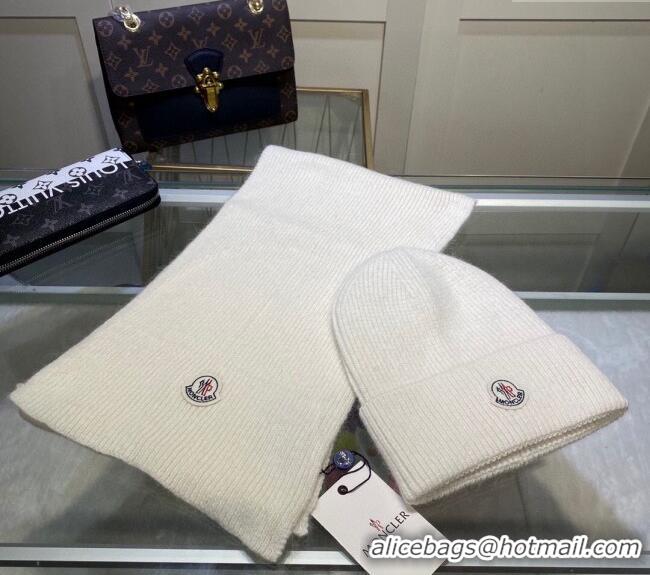 Good Product Moncler Knit Hat and Scarf Set M0913 White 2024