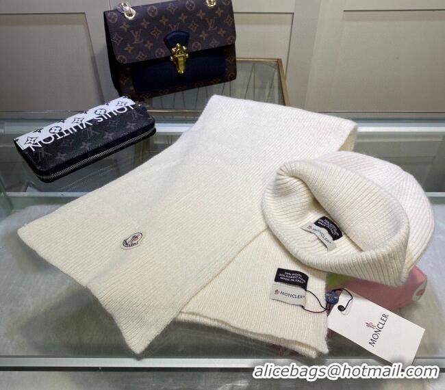 Good Product Moncler Knit Hat and Scarf Set M0913 White 2024