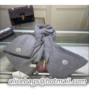 Reasonable Price Moncler Knit Hat and Scarf Set M0913 Grey 2024