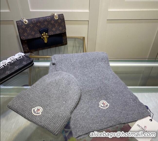 Reasonable Price Moncler Knit Hat and Scarf Set M0913 Grey 2024