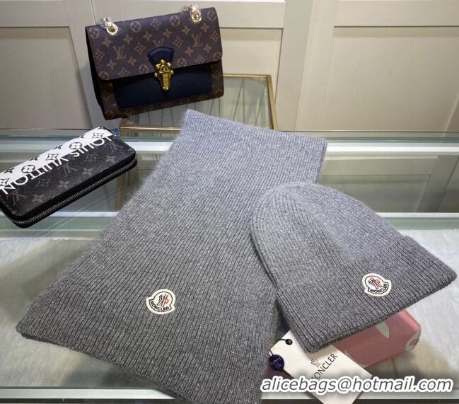 Reasonable Price Moncler Knit Hat and Scarf Set M0913 Grey 2024