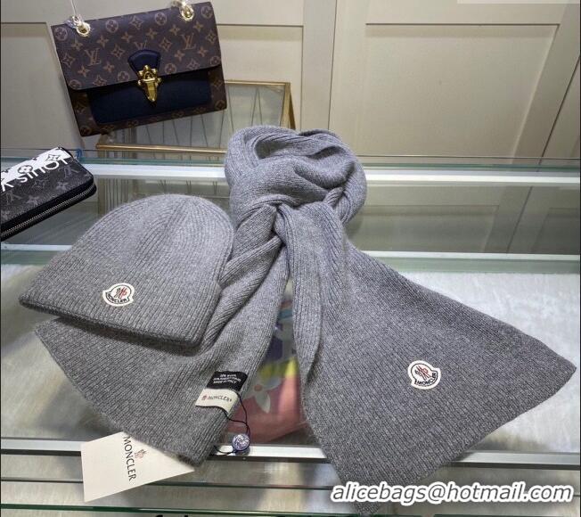 Reasonable Price Moncler Knit Hat and Scarf Set M0913 Grey 2024