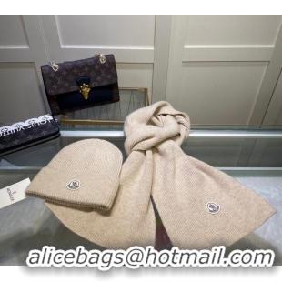 Best Price Moncler Knit Hat and Scarf Set M0913 Beige 2024