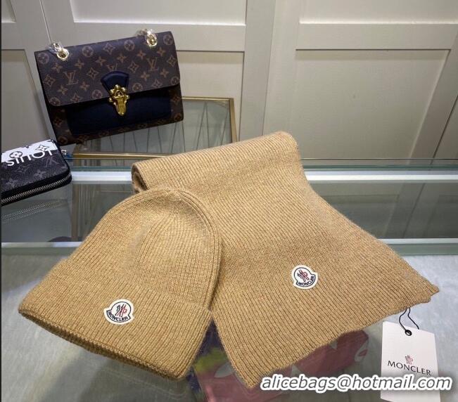 Buy Discount Moncler Knit Hat and Scarf Set M0913 Camel 2024