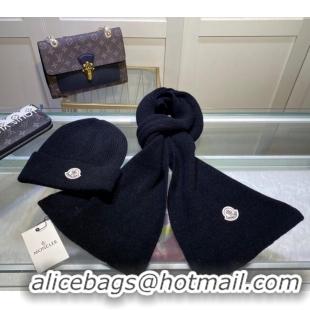 Big Discount Moncler Knit Hat and Scarf Set M0913 Black 2024