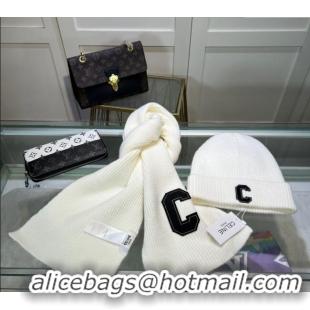 Well Crafted Celine Knit Long Scarf and Hat Set 1021 White 2024