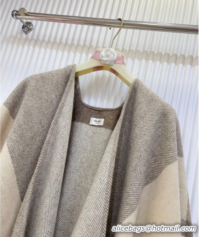 Promotional Celine Cashmere Wool Cape 135x165cm M1058 Beige/Grey 2024