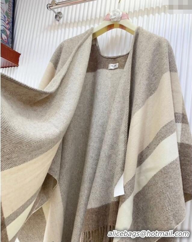 Promotional Celine Cashmere Wool Cape 135x165cm M1058 Beige/Grey 2024