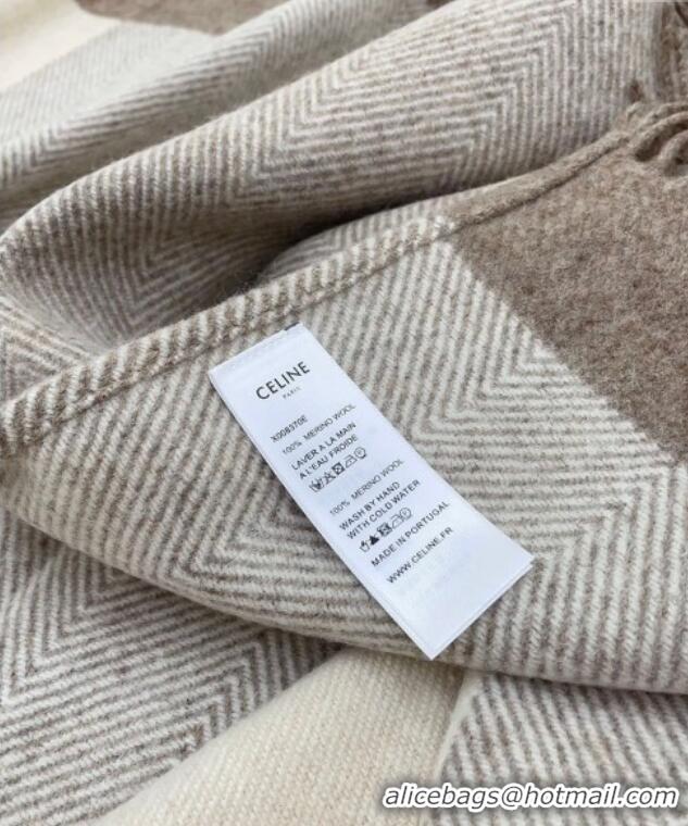 Promotional Celine Cashmere Wool Cape 135x165cm M1058 Beige/Grey 2024