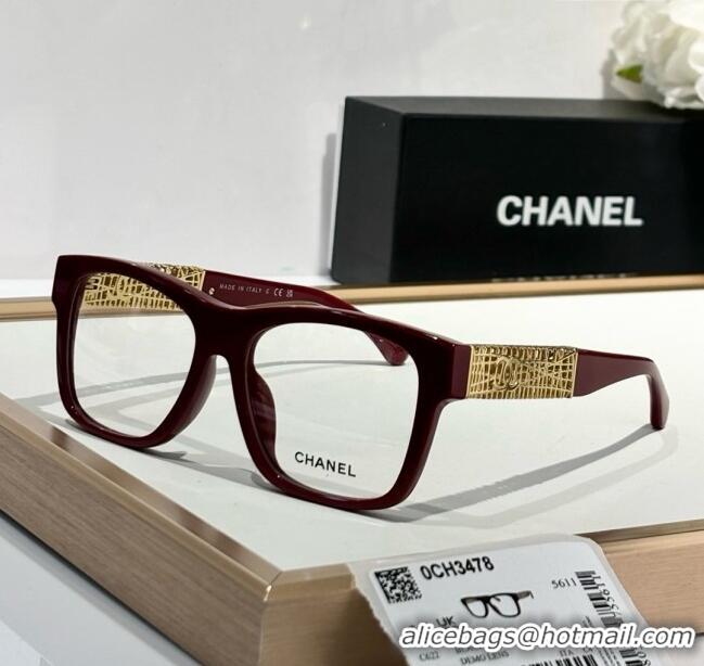 Famous Brand Chanel Glasses 3478 Burgundy 2025