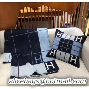 Market Sells Hermes Avalon Wool & Cashmere Blanket and Pillow H0412 Blue 2024