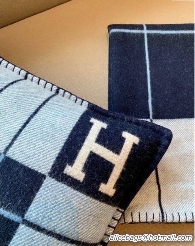 Market Sells Hermes Avalon Wool & Cashmere Blanket and Pillow H0412 Blue 2024