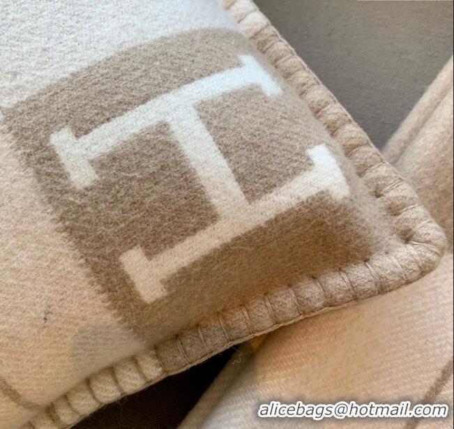 Spot Bulk Hermes Avalon Wool & Cashmere Blanket and Pillow H0412 Light Grey 2024