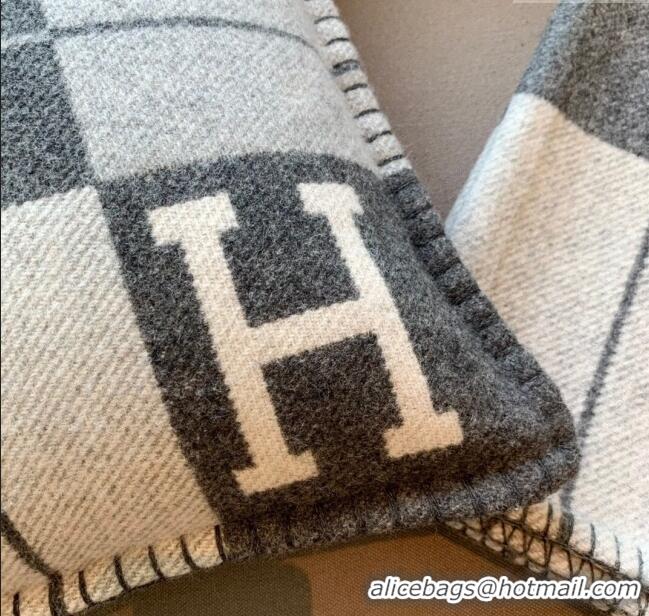 New Product Hermes Avalon Wool & Cashmere Blanket and Pillow H0412 Grey 2024