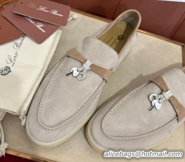 Grade Loro Piana Summer Charm Loafers in Two-Tone Suede Grey 1230010