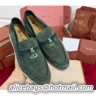 Duplicate Loro Piana Summer Charm Loafers in Two-Tone Suede Green 1230012