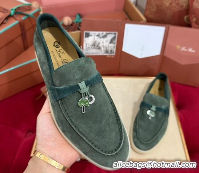 Duplicate Loro Piana Summer Charm Loafers in Two-Tone Suede Green 1230012